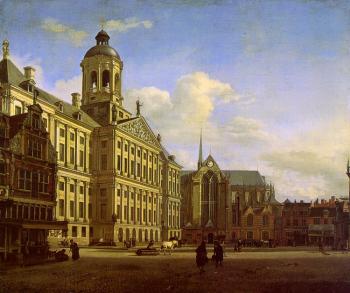 讓 範 德 海登 The Dam with the New Town Hall in Amsterdam 讓 範 德 海登 The Dam with the New Town Hall in Amsterdam